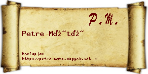 Petre Máté névjegykártya