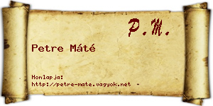 Petre Máté névjegykártya